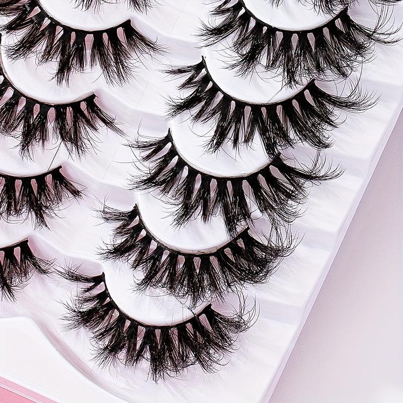 6D Volume Eyelashes 7 Pairs Natural Curl 20mm Fluffy False Eyelashes
