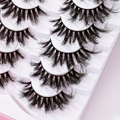 6D Volume Eyelashes 7 Pairs Natural Curl 20mm Fluffy False Eyelashes
