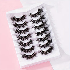 6D Volume Eyelashes 7 Pairs Natural Curl 20mm Fluffy False Eyelashes