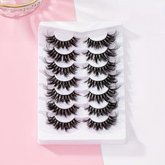 6D Volume Eyelashes 7 Pairs Natural Curl 20mm Fluffy False Eyelashes