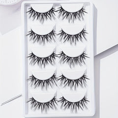 5 Pairs False Eyelashes Extension Kit Volume Fluffy Wispies Long Thick 16mm