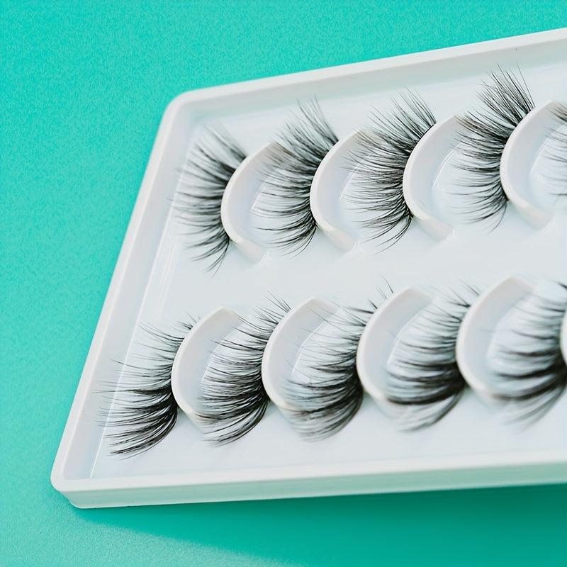 10 Pairs Half False Eyelashes Soft Wispies Fanned & Natural Curve Light & Fluffy