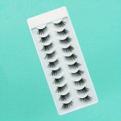 10 Pairs Half False Eyelashes Soft Wispies Fanned & Natural Curve Light & Fluffy