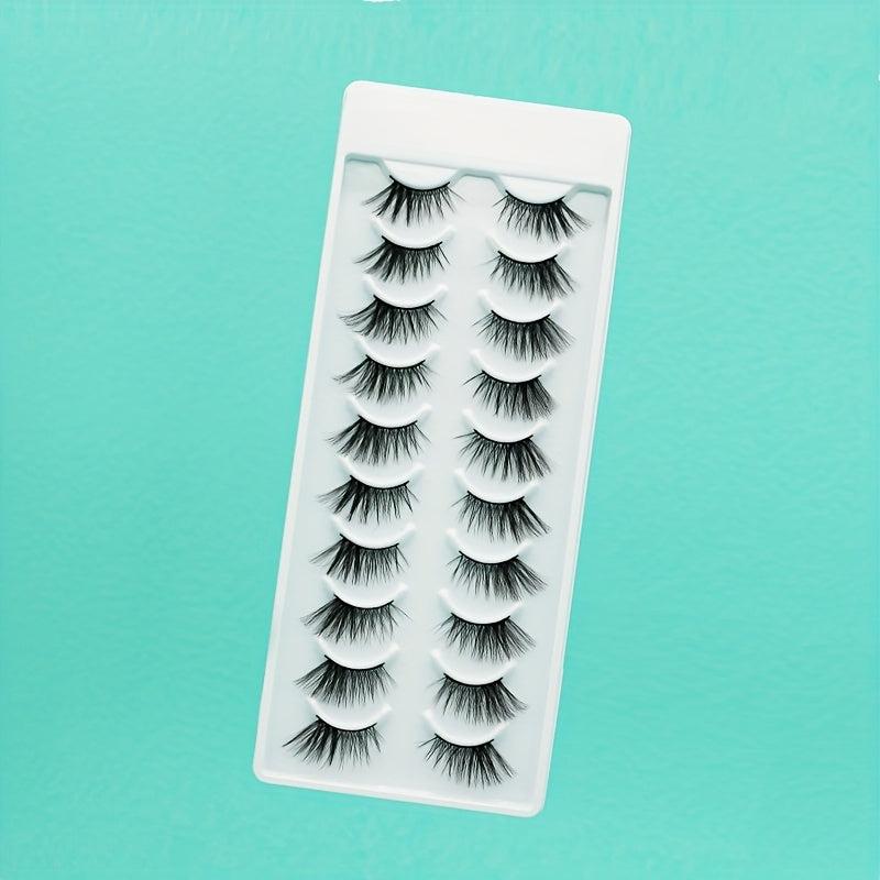 10 Pairs Half False Eyelashes Soft Wispies Fanned & Natural Curve Light & Fluffy