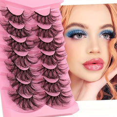 7 Pairs Fluffy Wispy Curly Faux Mink Lashes for Eye Makeup