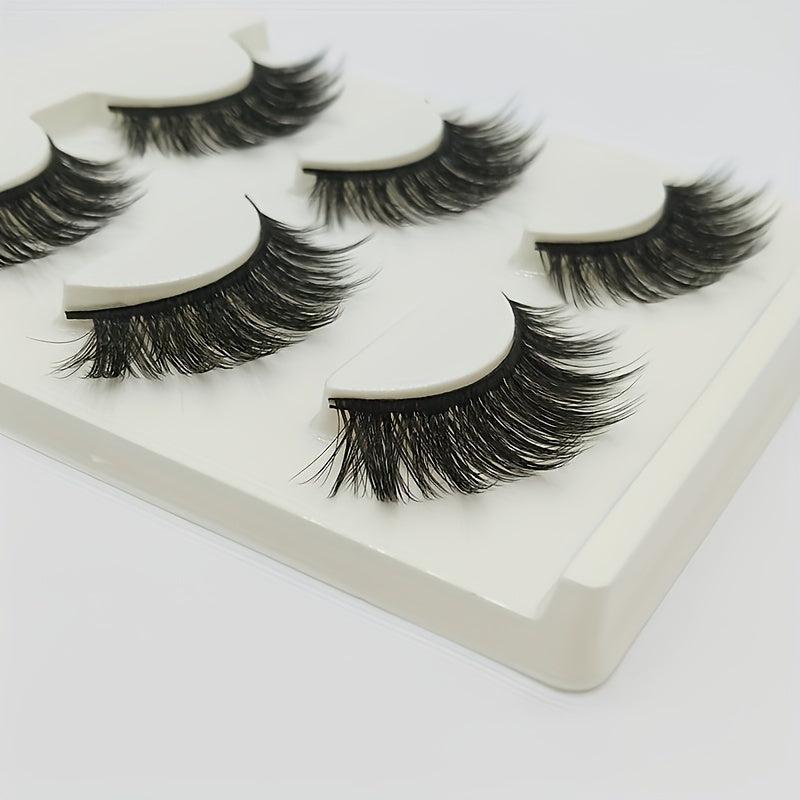 3 Pairs Natural False Eyelashes Voluminous Eye Lashes Thick Cross Lashes