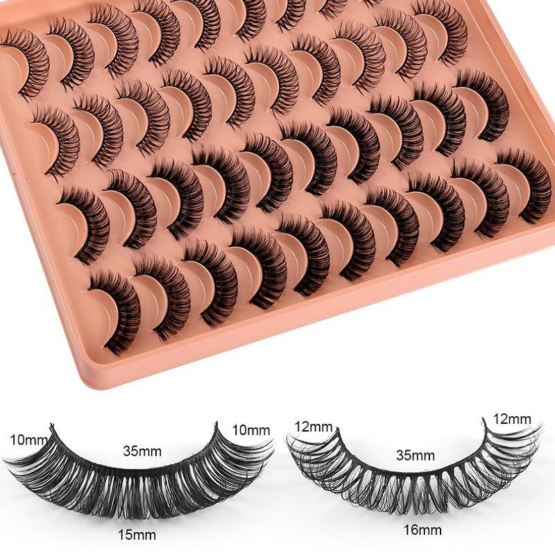 20 Pairs Fox Eye False Eyelashes Natural Wispy Fluffy Curly Mink Lashes