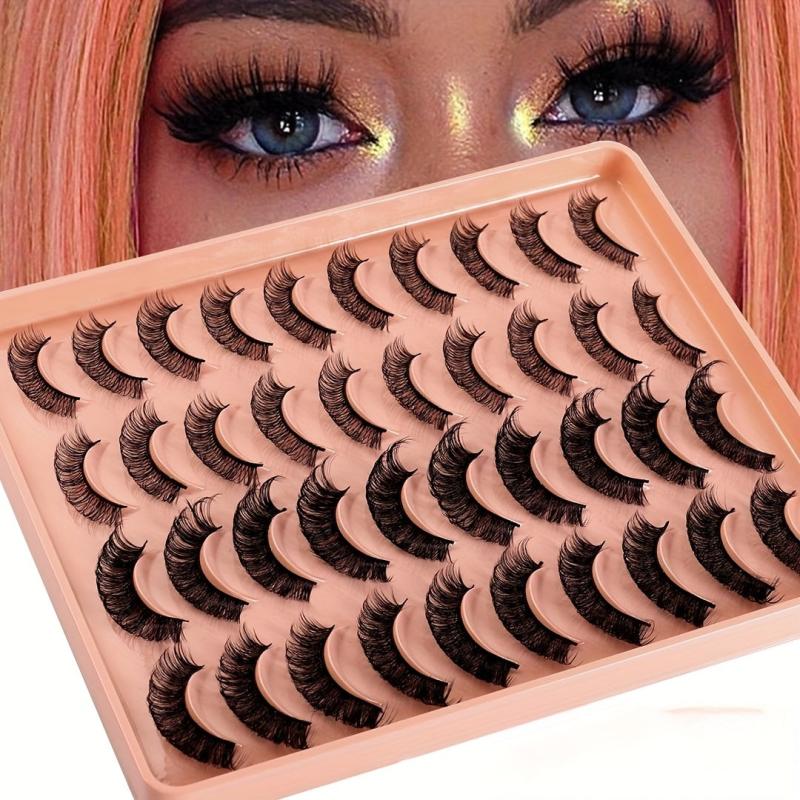 20 Pairs Fox Eye False Eyelashes Natural Wispy Fluffy Curly Mink Lashes