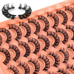 20 Pairs Fox Eye False Eyelashes Natural Wispy Fluffy Curly Mink Lashes