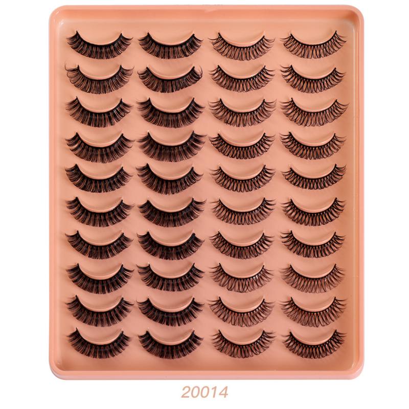 20 Pairs Fox Eye False Eyelashes Natural Wispy Fluffy Curly Mink Lashes