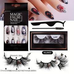 Halloween Mink Lashes & Colored Nail Set