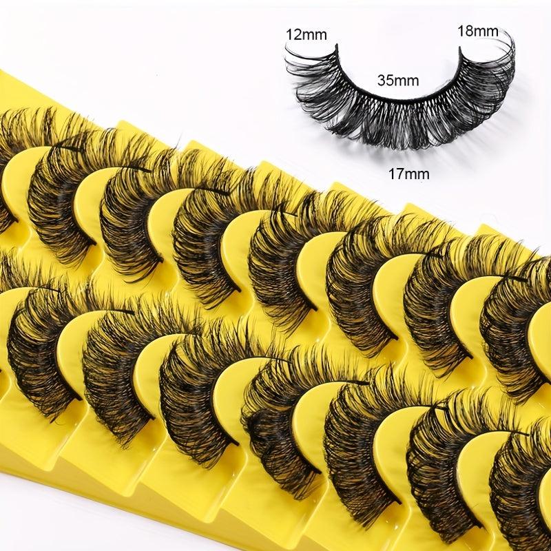 10 Pairs 18mm Fluffy Wispy False Eyelashes D Curl Faux Mink Lashes