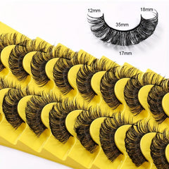 10 Pairs 18mm Fluffy Wispy False Eyelashes D Curl Faux Mink Lashes