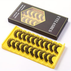 10 Pairs 18mm Fluffy Wispy False Eyelashes D Curl Faux Mink Lashes