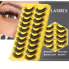 10 Pairs 18mm Fluffy Wispy False Eyelashes D Curl Faux Mink Lashes