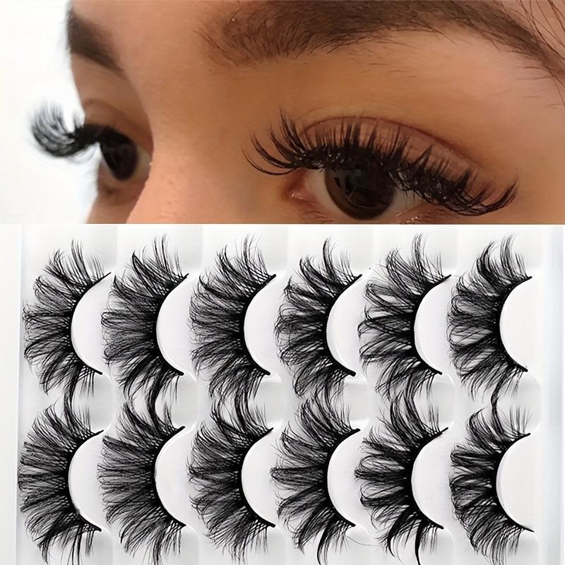 6 Pairs Fluffy Faux Mink Lashes for Natural Volume Makeup