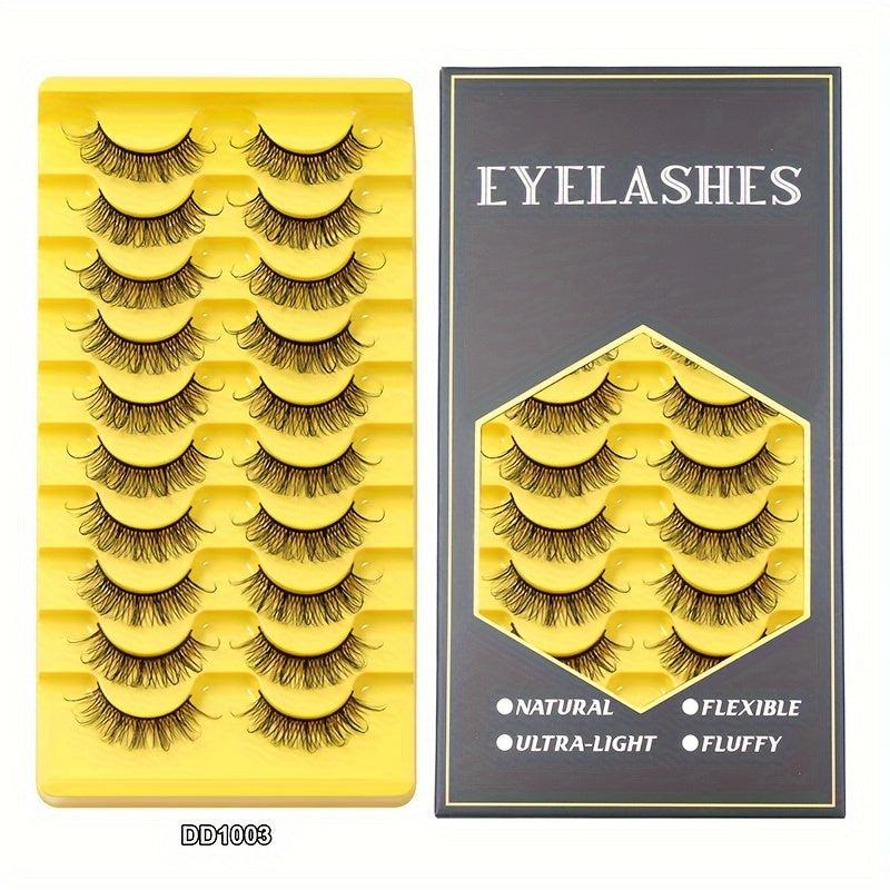 10 Pairs False Eyelashes Natural Thick Chemical Fiber Lashes Volume Slender