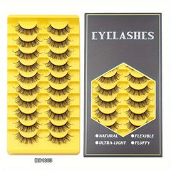 10 Pairs False Eyelashes Natural Thick Chemical Fiber Lashes Volume Slender