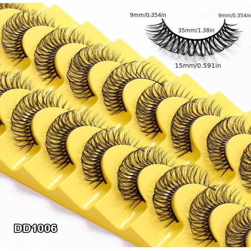 10 Pairs False Eyelashes Natural Thick Chemical Fiber Lashes Volume Slender