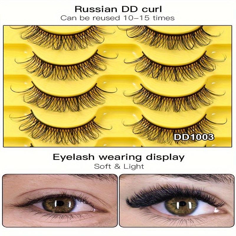 10 Pairs False Eyelashes Natural Thick Chemical Fiber Lashes Volume Slender