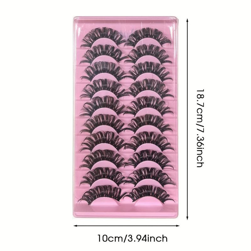 10 Pairs 3D Faux Mink Natural Look False Eyelashes 16 20mm Fluffy Curl Long Thic