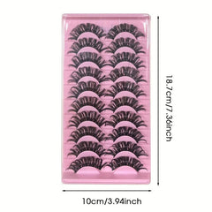 10 Pairs 3D Faux Mink Natural Look False Eyelashes 16 20mm Fluffy Curl Long Thic