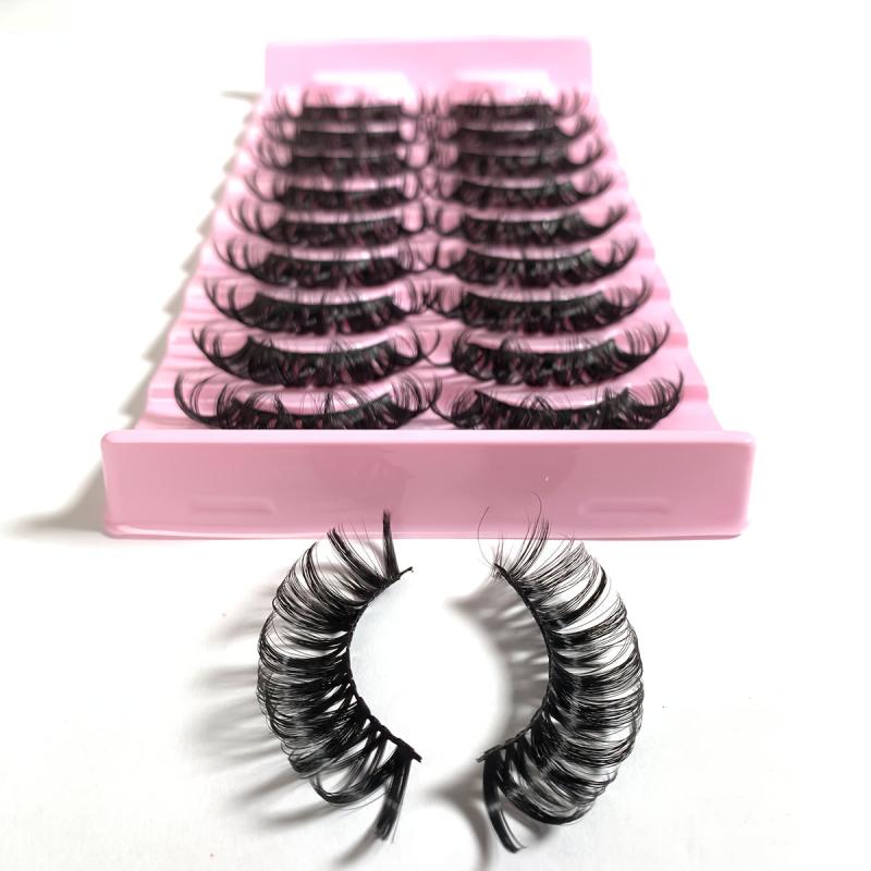 10 Pairs 3D Faux Mink Natural Look False Eyelashes 16 20mm Fluffy Curl Long Thic