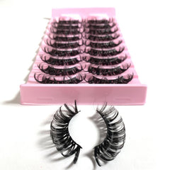 10 Pairs 3D Faux Mink Natural Look False Eyelashes 16 20mm Fluffy Curl Long Thic