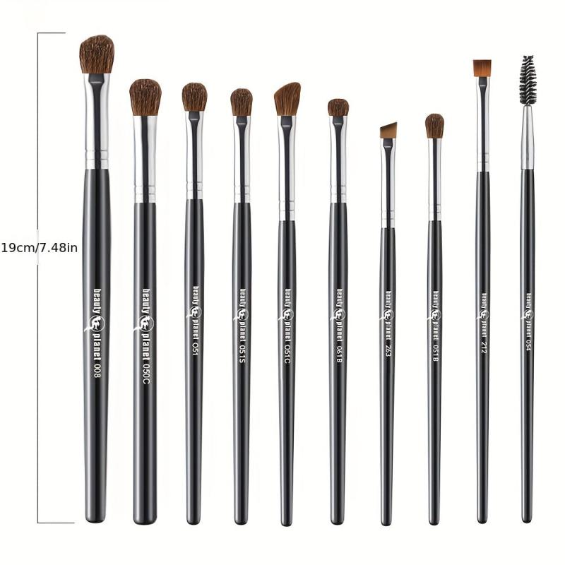 10pcs Natural Horse Hair Eyeshadow Brush Precision Makeup Brushes