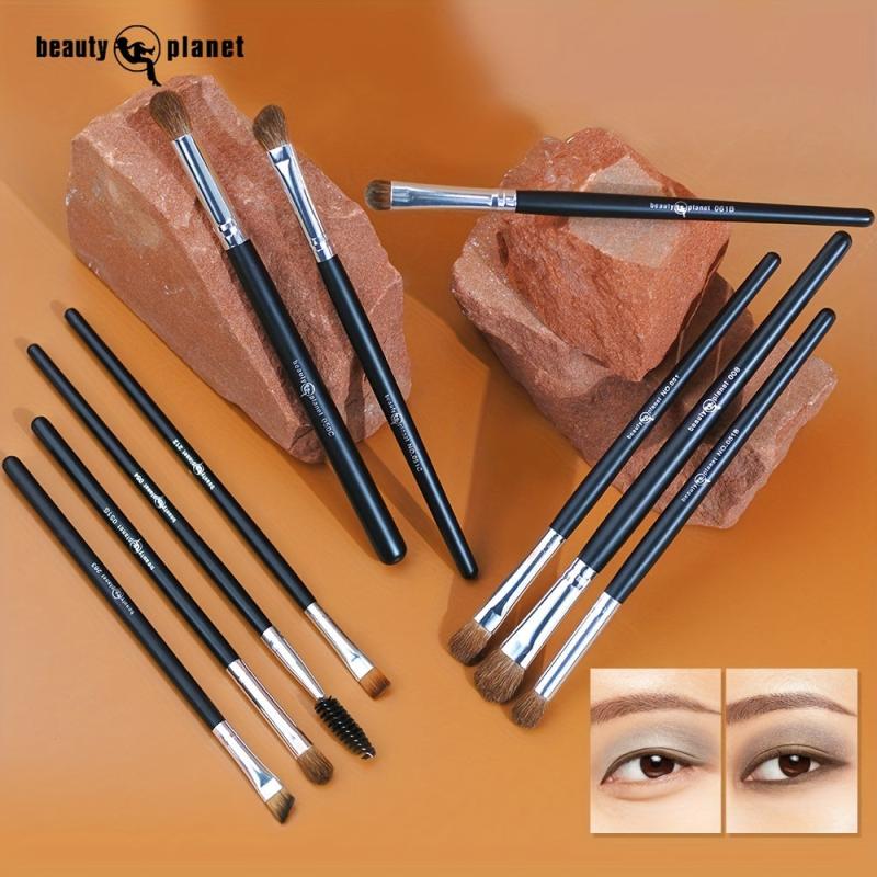 10pcs Natural Horse Hair Eyeshadow Brush Precision Makeup Brushes