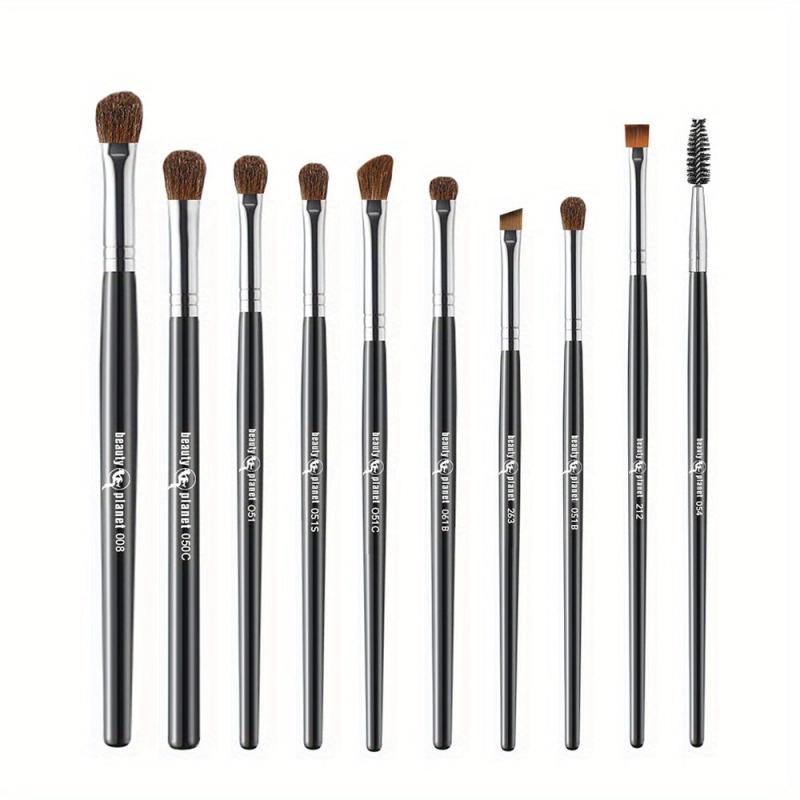 10pcs Natural Horse Hair Eyeshadow Brush Precision Makeup Brushes