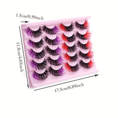 10 Pairs Colored Lashes Soft Dramatic Long Full Strip Lashes