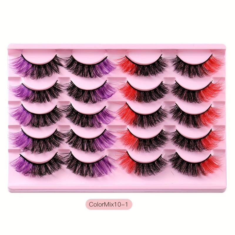 10 Pairs Colored Lashes Soft Dramatic Long Full Strip Lashes