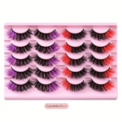 10 Pairs Colored Lashes Soft Dramatic Long Full Strip Lashes