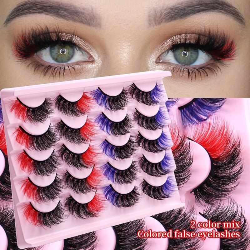 10 Pairs Colored Lashes Soft Dramatic Long Full Strip Lashes