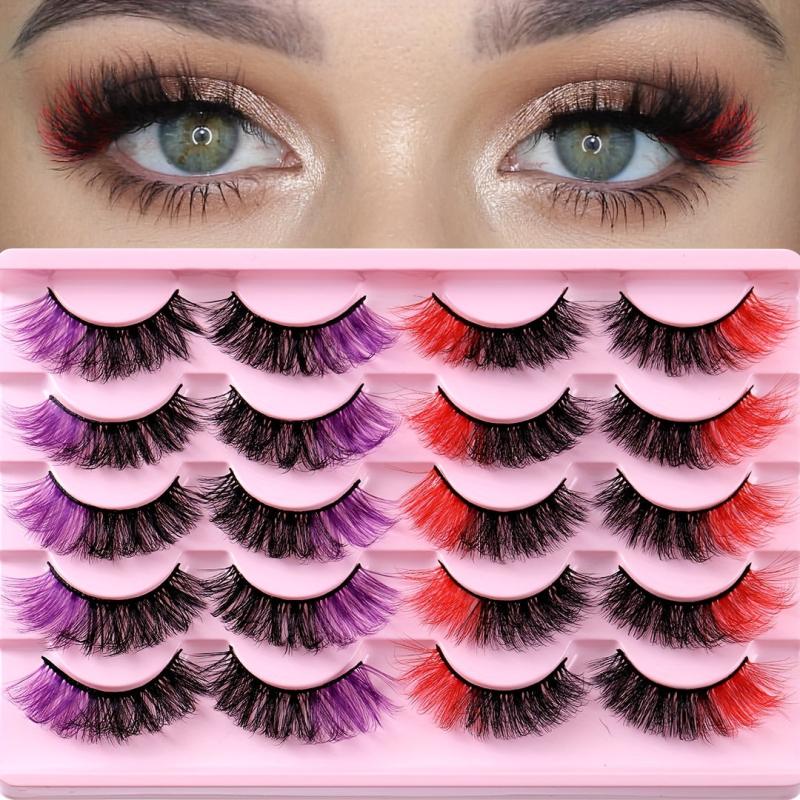 10 Pairs Colored Lashes Soft Dramatic Long Full Strip Lashes