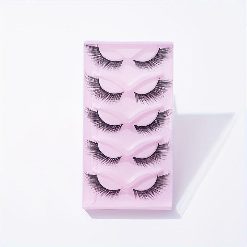 5 Pairs Cat Eye Lashes Eyelashes Winged End Eye Long Natural Full Strip Lashes