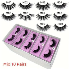 10 Pairs Natural 3D Mink False Eyelashes Long Thick And Soft