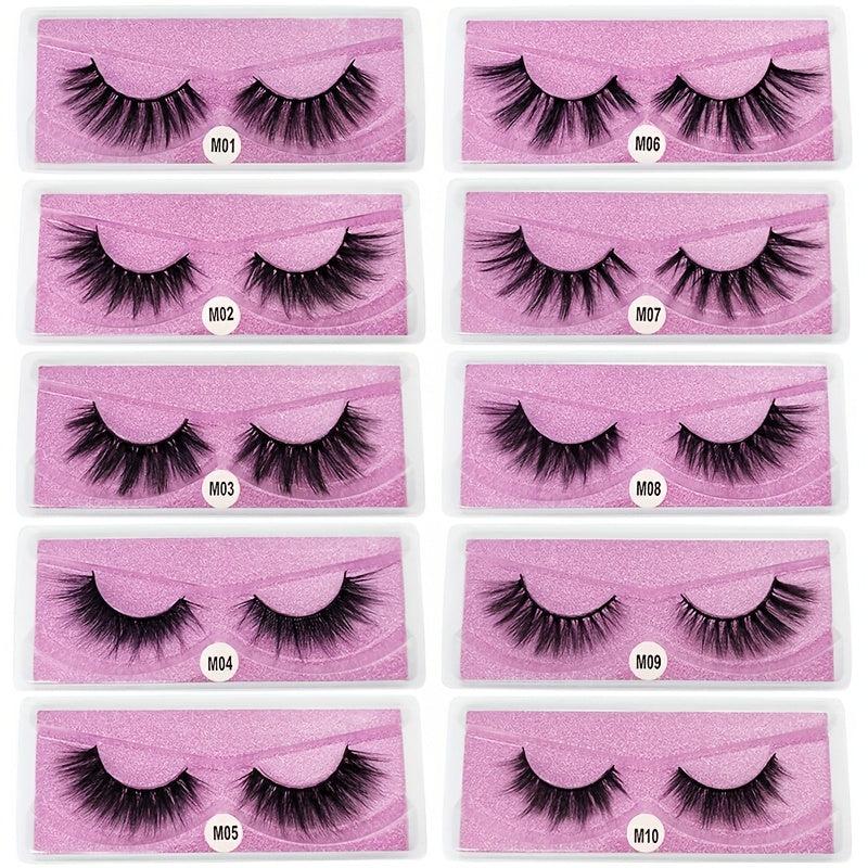 10 Pairs Natural 3D Mink False Eyelashes Long Thick And Soft