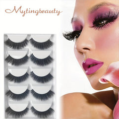 5 Pairs Fluffy Wispy 3D Eyelashes Extension Natural Volume Lashes for Makeup Use