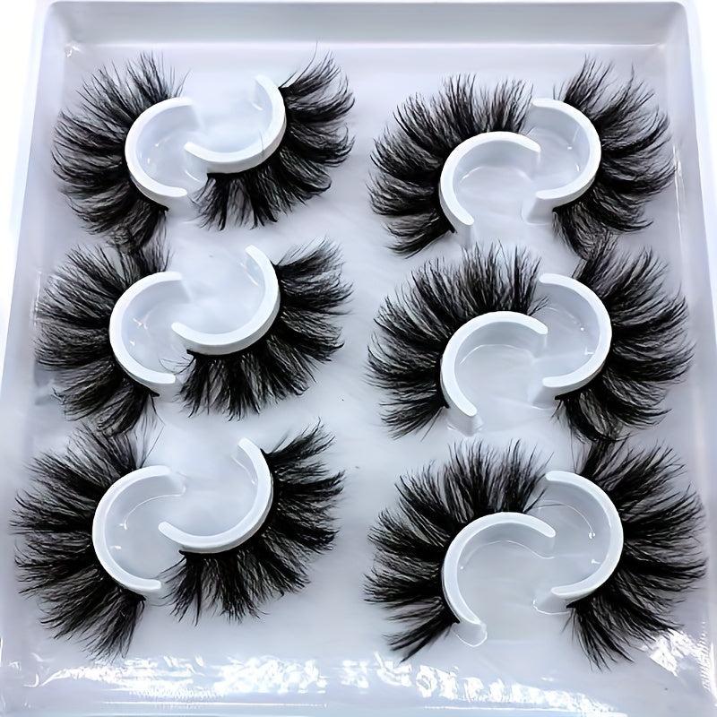 6 Pairs 3D Fluffy False Eyelashes Faux Mink Curled Dense Synthetic Fiber