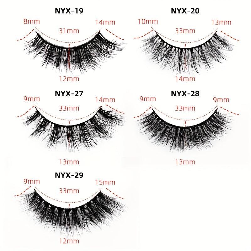 10 Pairs C Curl False Eyelash Mixed Style Reusable Fluffy Wispy Lashes