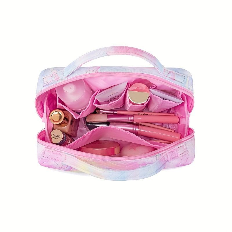 Waterproof Travel Makeup Bag Dividers Handle Large Capacity Cosmetic Bag
