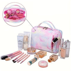 Waterproof Travel Makeup Bag Dividers Handle Large Capacity Cosmetic Bag
