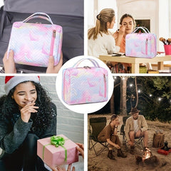 Waterproof Travel Makeup Bag Dividers Handle Large Capacity Cosmetic Bag