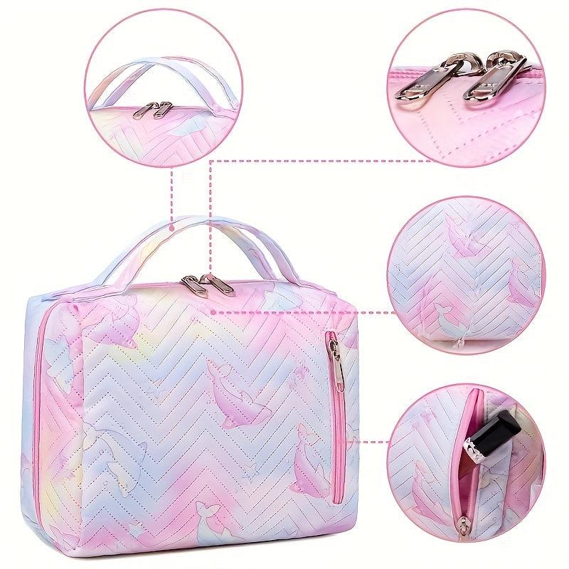 Waterproof Travel Makeup Bag Dividers Handle Large Capacity Cosmetic Bag