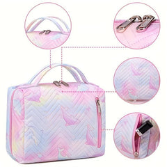 Waterproof Travel Makeup Bag Dividers Handle Large Capacity Cosmetic Bag