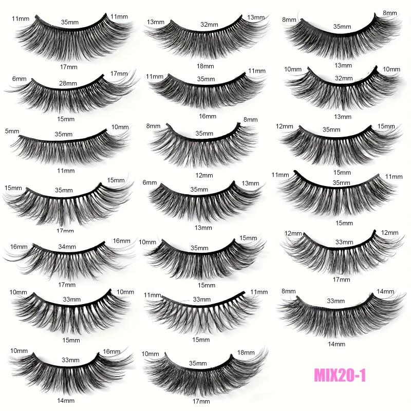 20 Pairs 3D Mink Lashes Curly Crisscross Layer False Eyelashes Natural Look