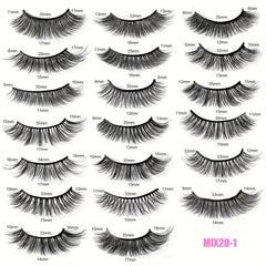 20 Pairs 3D Mink Lashes Curly Crisscross Layer False Eyelashes Natural Look