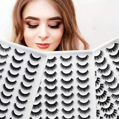 20 Pairs 3D Mink Lashes Curly Crisscross Layer False Eyelashes Natural Look